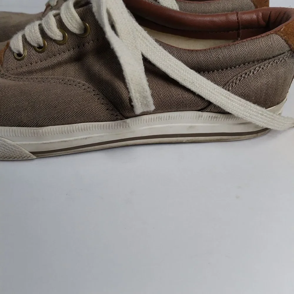 POLO‎ Ralph Lauren Men's 9D Brown Herringbone Vaughn Sneaker Shoes
